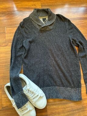 Vintage J.ferrar Men's Dark Gray Shawl Turtleneck Sweater